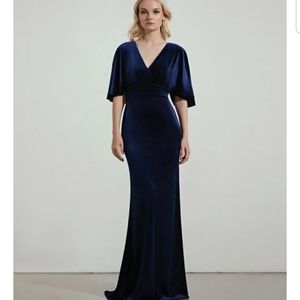NWT Cocomelody Velvet Flutter Sleeve Gown